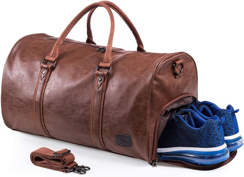 Herrenkleidersack aus Leder mit Schuhfach für Geschäftsreisen