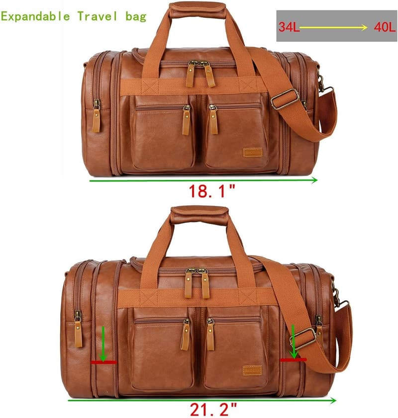 BAOSHA Weekender Tasche aus Faux Leder für Herren und Damen