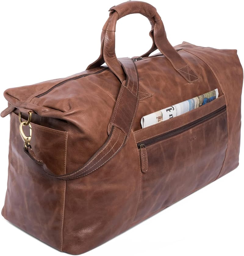 Premium Reisetasche aus Echtleder für Damen und Herren, 55 l