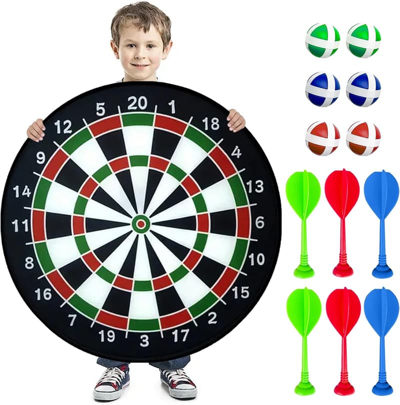 Faltbare Dartscheibe mit 6 Darts und Bällen – Spielzeug für Kinder 4-10 Jahre