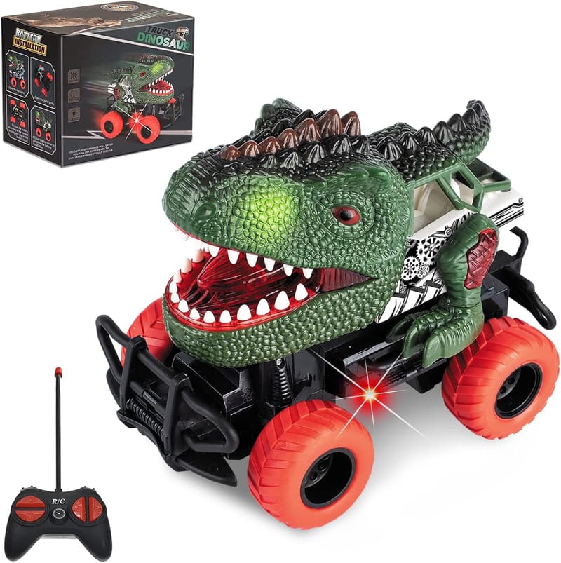 Ferngesteuertes Dinosaurier-Auto mit LED für Kinder ab 3 Jahren