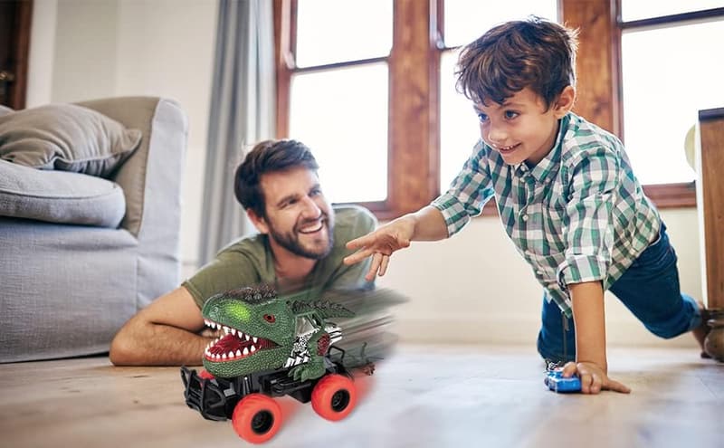 Ferngesteuertes Dinosaurier-Auto mit LED für Kinder ab 3 Jahren