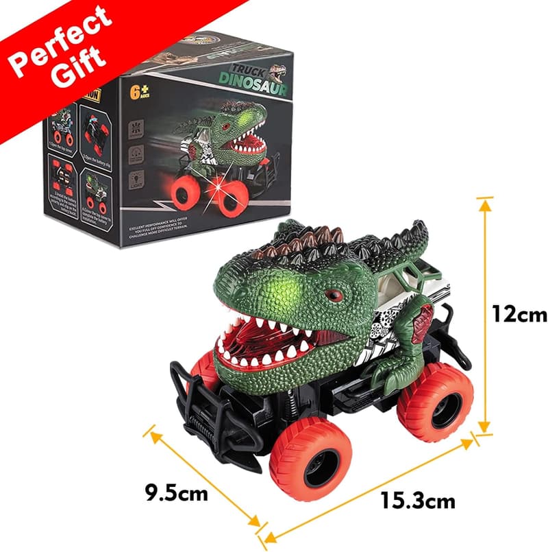 Ferngesteuertes Dinosaurier-Auto mit LED für Kinder ab 3 Jahren