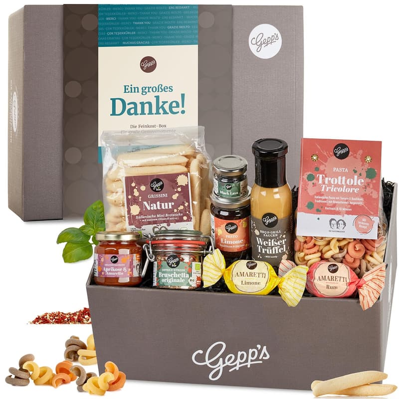 Danke-Box mit Feinkost für Mitarbeiter – Gourmet Geschenkkorb mit Delikatessen