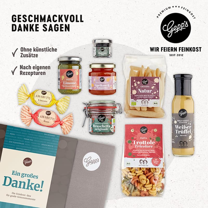 Danke-Box mit Feinkost für Mitarbeiter – Gourmet Geschenkkorb mit Delikatessen