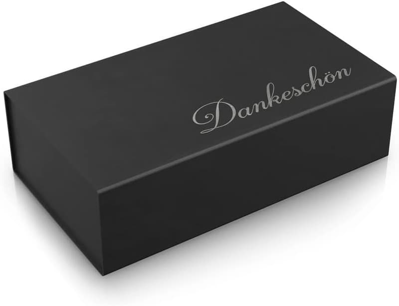 Dankeschön-Geschenkbox, magnetische Faltbox, 33x22x10cm, schwarz-matt mit Silber