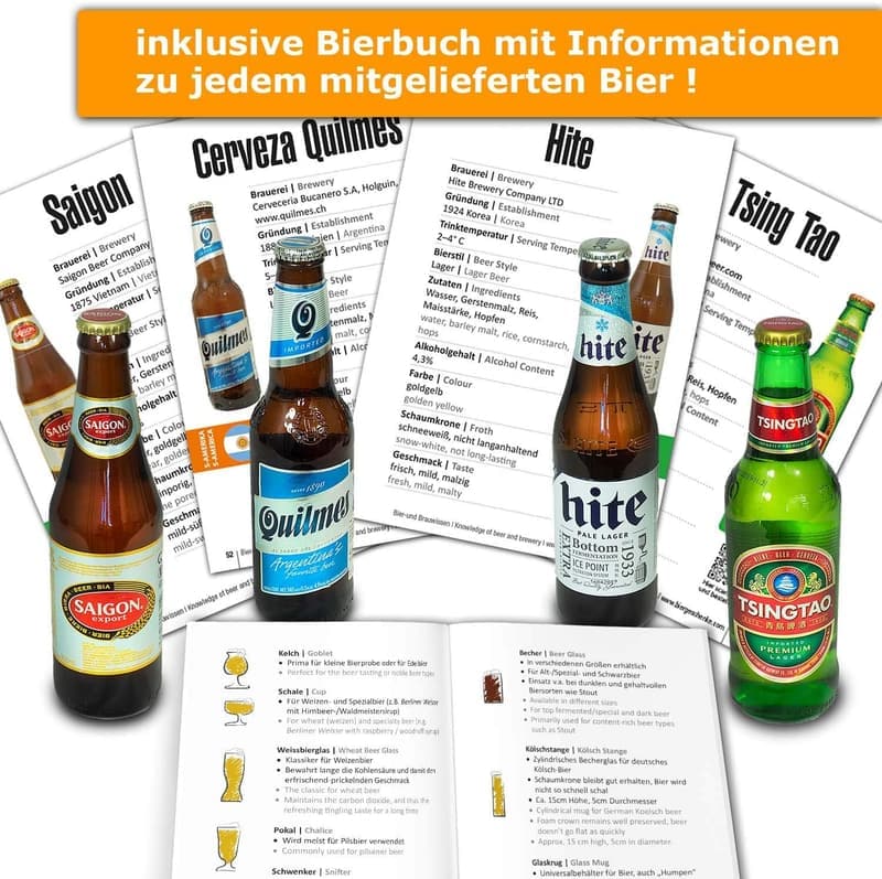 Biergeschenkset mit 24 internationalen Bieren für Männer zum Geburtstag