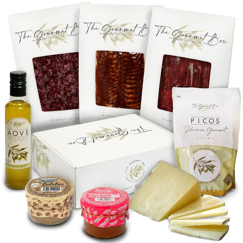 Gourmet-Geschenkkorb mit iberischem Schinken und 100% Schafskäse