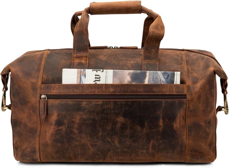 Echtleder Weekender für Damen und Herren – 41 l Reisetasche mit Duffle-Design