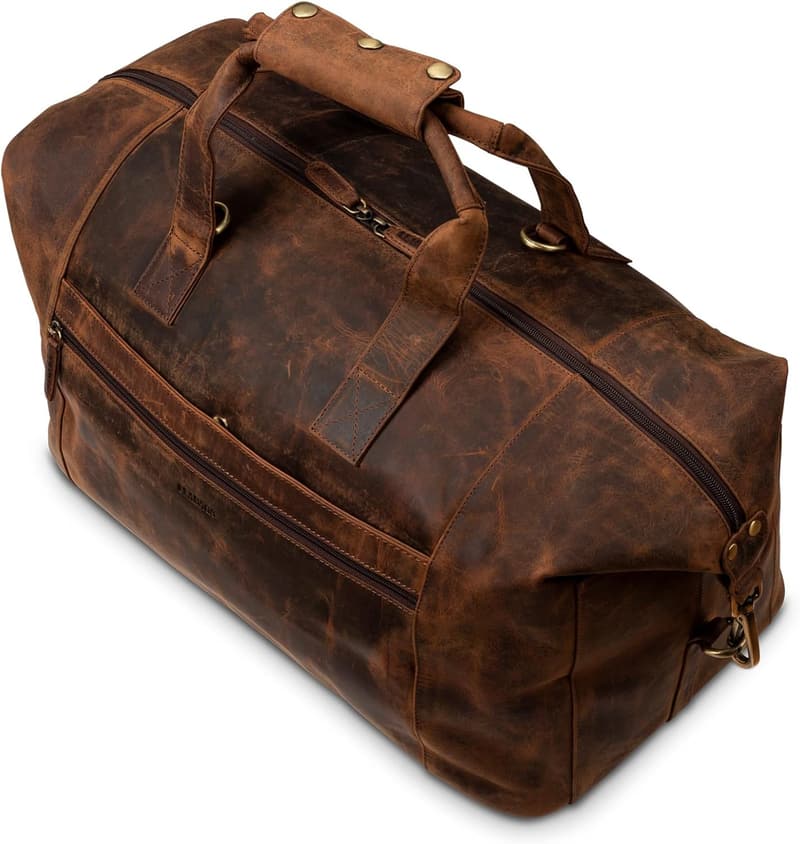 Echtleder Weekender für Damen und Herren – 41 l Reisetasche mit Duffle-Design