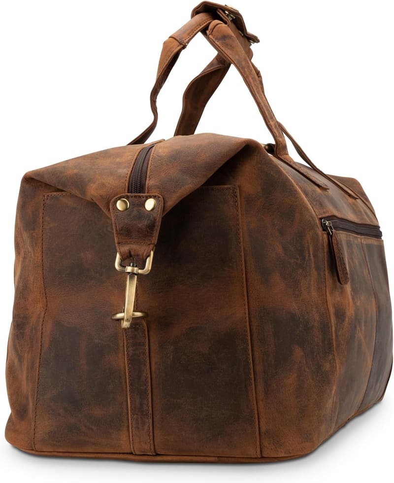 Echtleder Weekender für Damen und Herren – 41 l Reisetasche mit Duffle-Design