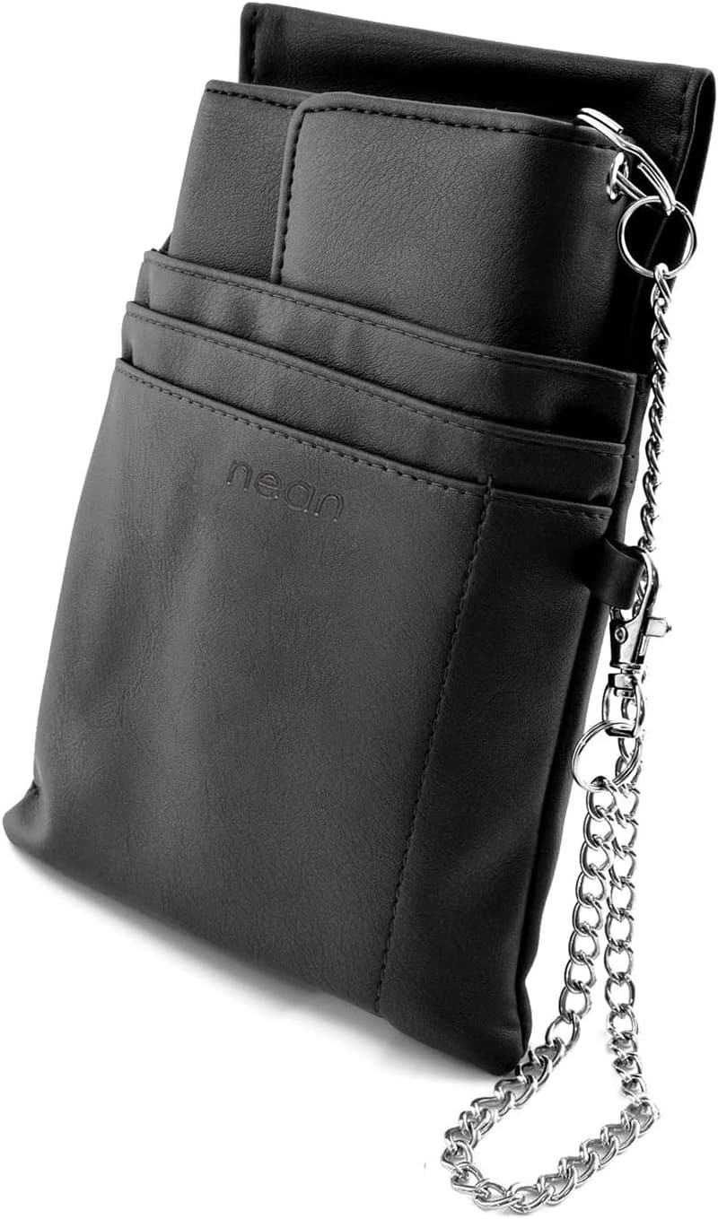 Kellnerbörse mit Holster, Kette und großem Münzfach (Schwarz)