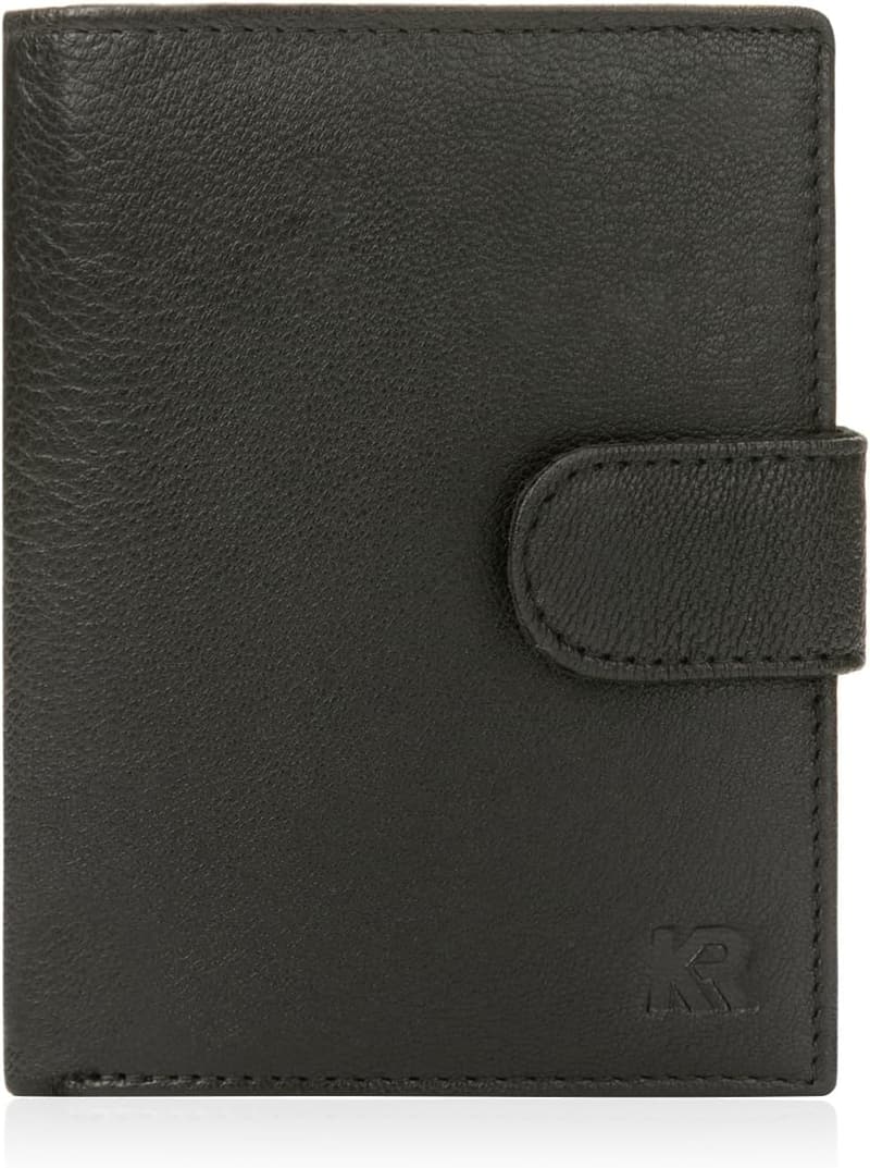 Echtleder Geldbörse für Herren mit RFID-Schutz, 12 Fächer, Slim-Design