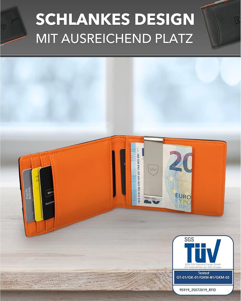 Kronenschein Slim Wallet mit RFID Schutz für Herren und Damen