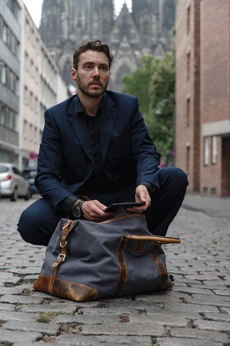 Handgefertigte 50L Leder Weekender Reisetasche für Herren