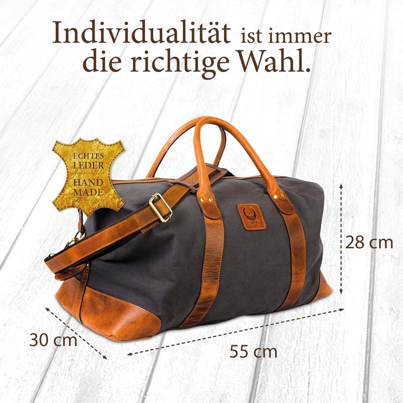 Handgefertigte 50L Leder Weekender Reisetasche für Herren