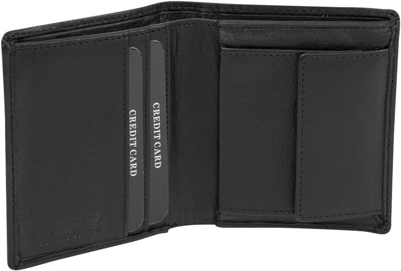 Schwarze Echtleder Minibörse mit RFID-Schutz für 8 Karten