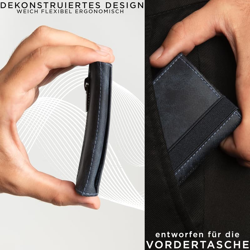 Slim Wallet mit RFID-Schutz und Münzfach aus Microfaser für unterwegs