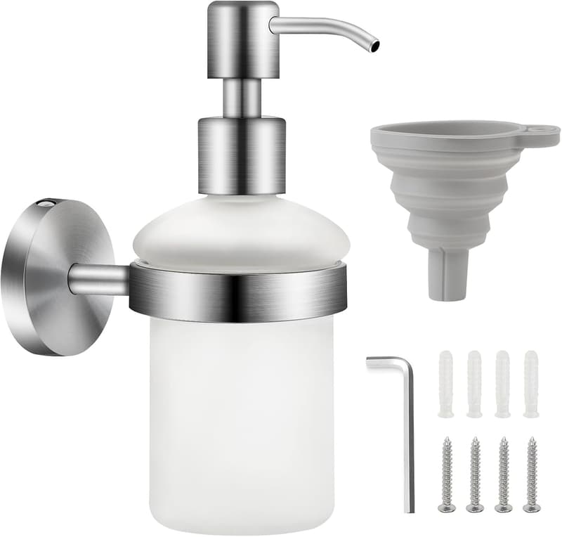 Wandmontierter Seifenspender aus satiniertem Glas, 200ml, mit abnehmbarer Halterung