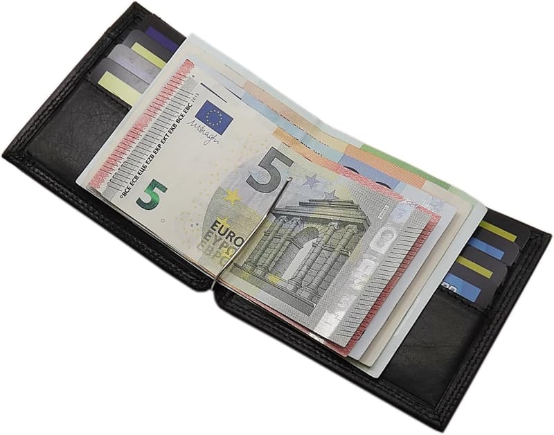 Echt Leder Geldbörse mit Dollarclip aus vegetabil gegerbtem Rinderleder