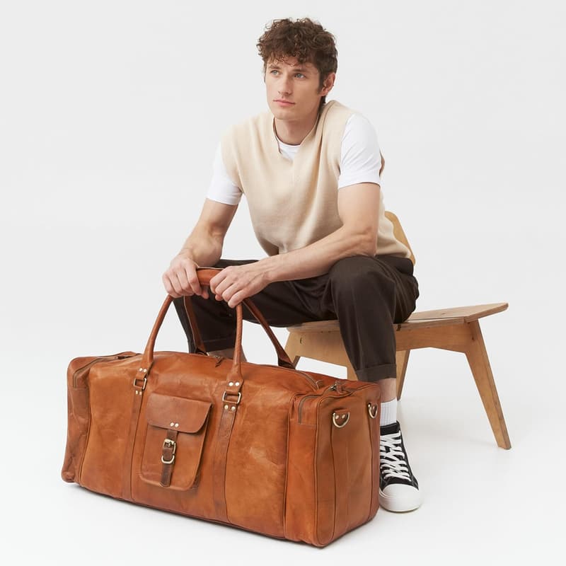 Vintage Leder Reisetasche Berlin XXXL für Herren und Damen – 70L