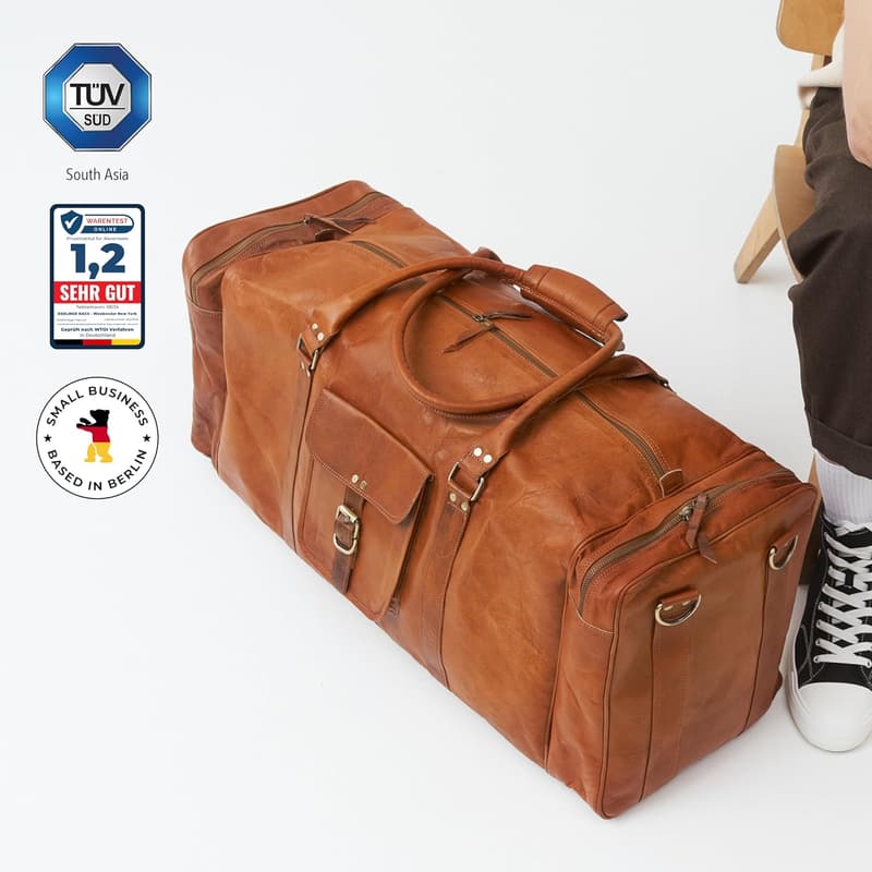 Vintage Leder Reisetasche Berlin XXXL für Herren und Damen – 70L