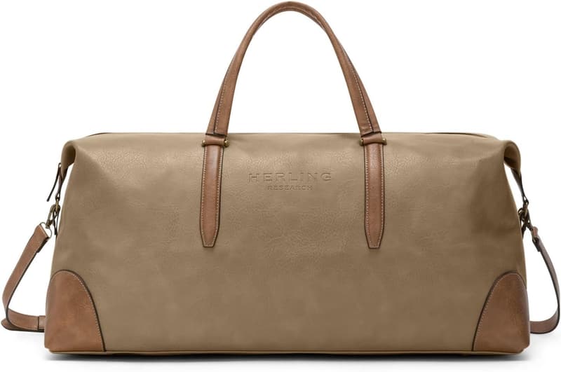 Vintage PU-Leder Reisetasche für Herren und Damen in Sandbraun