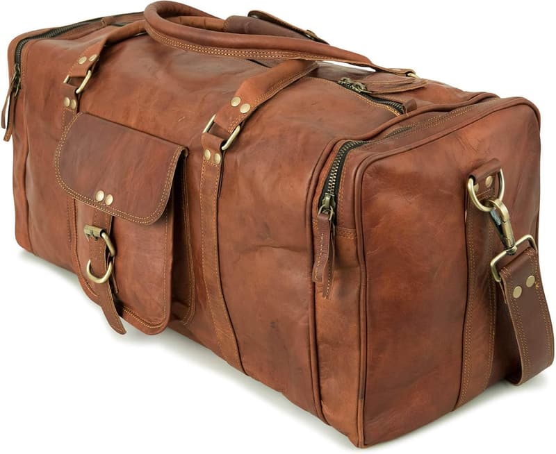 Vintage Leder Weekender Tasche für Damen und Herren - Braun