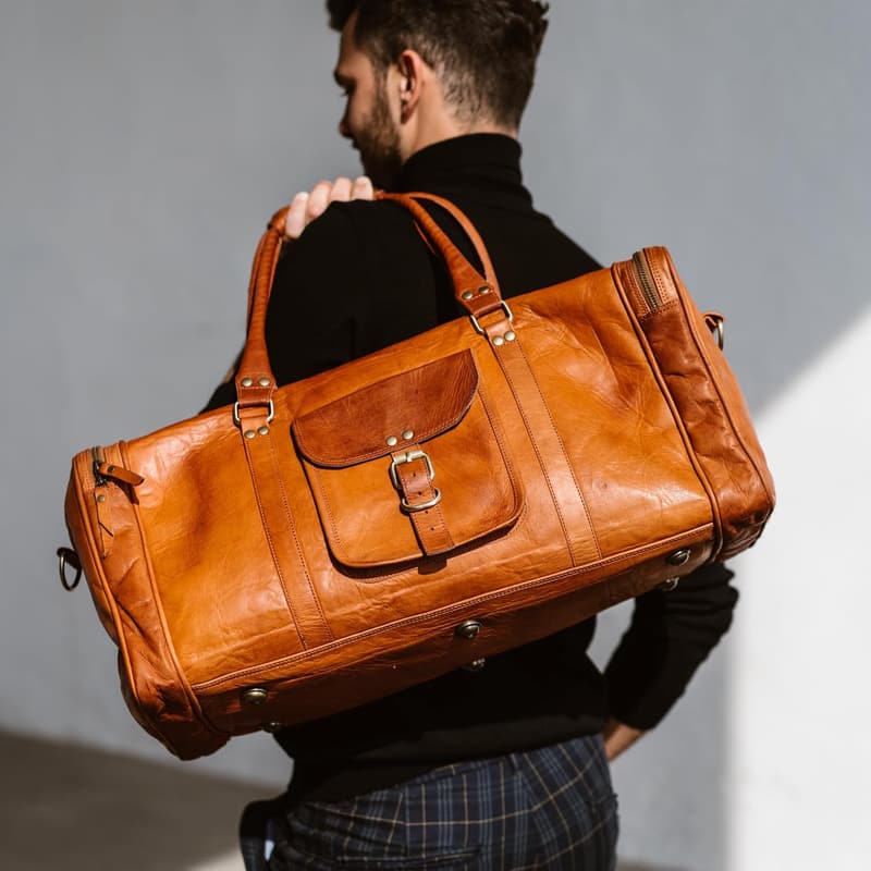 Vintage Leder Weekender Tasche für Damen und Herren - Braun