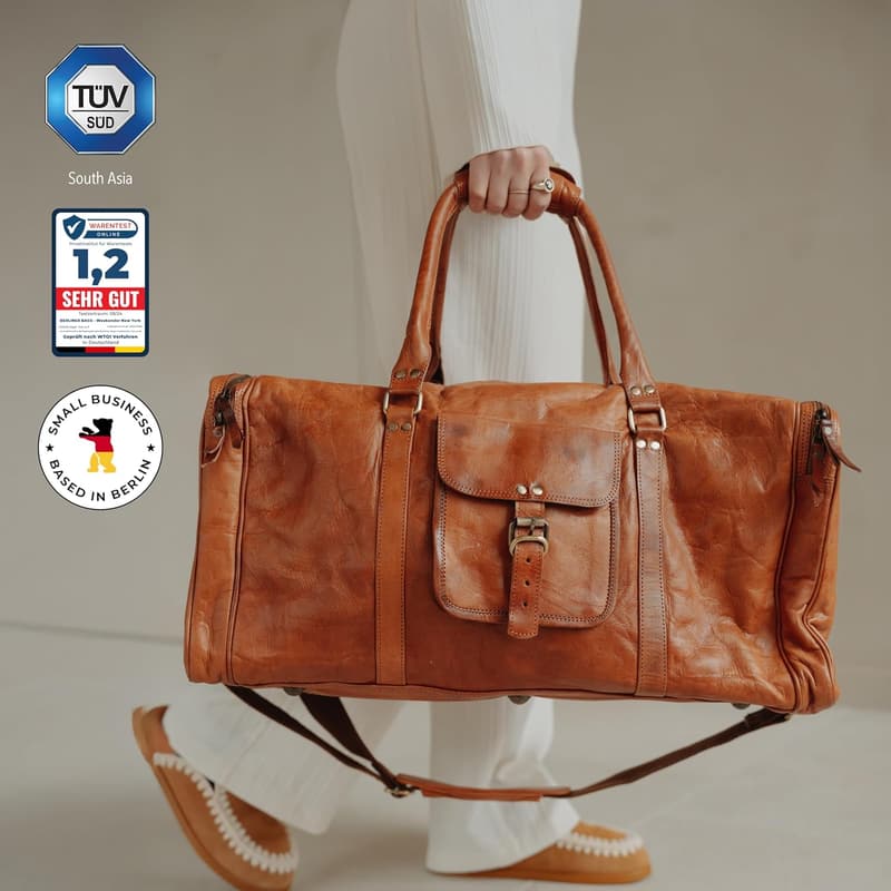 Vintage Leder Weekender Tasche für Damen und Herren - Braun