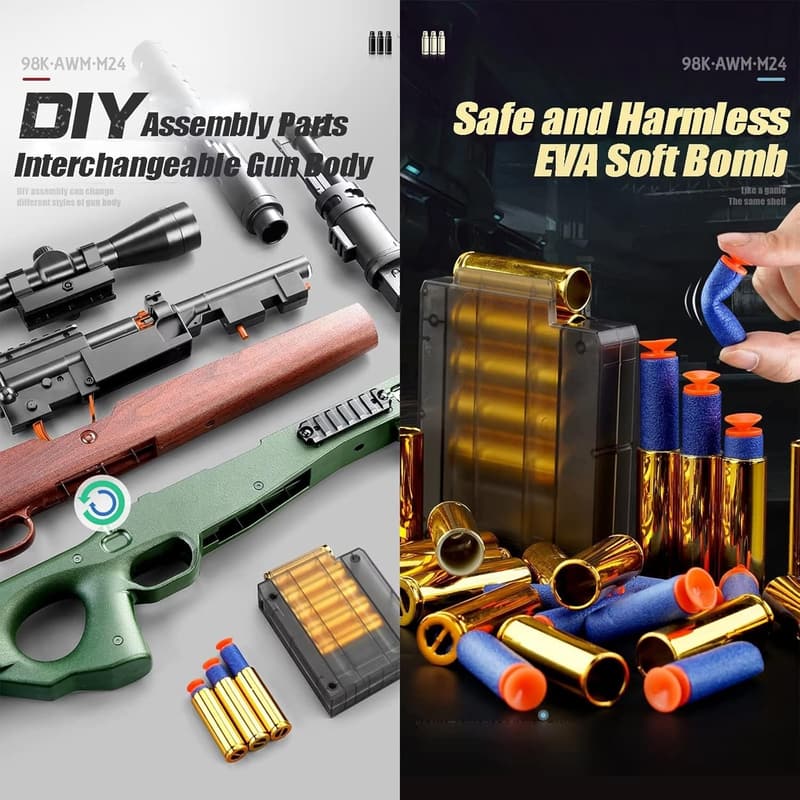 Schaumstoff Soft Bullet Blaster mit Shell Ejection für Kinder