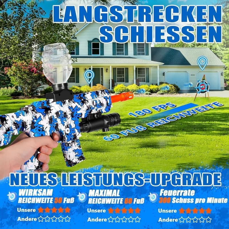 Elektrischer Gel Ball Blaster mit 50.000 Kugeln und Schutzbrille für Outdoor-Sportarten