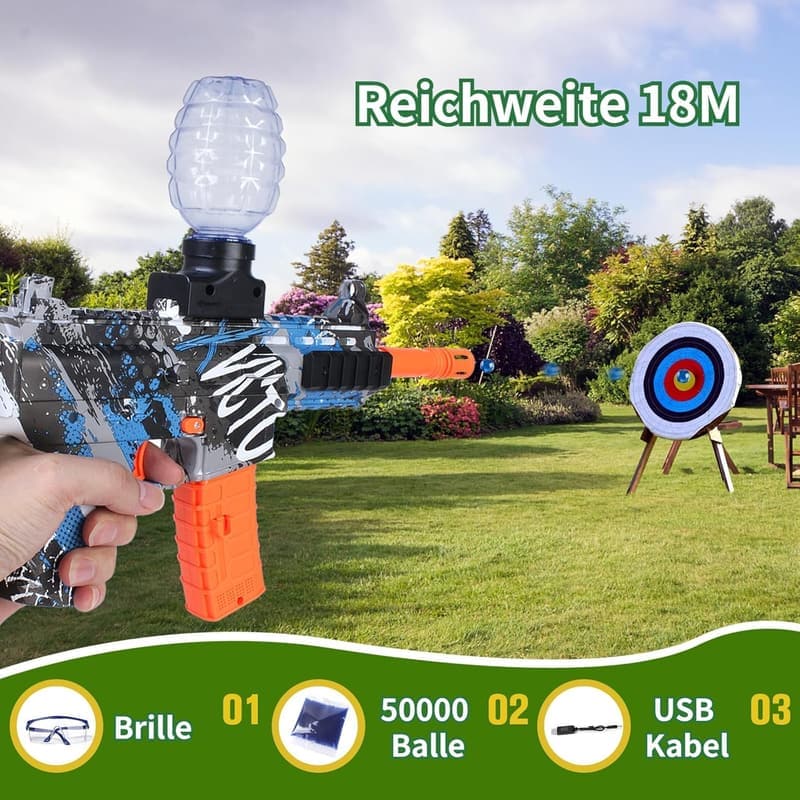 Elektrischer Gel Ball Blaster mit 50.000 Bällen – Outdoor-Spielzeug für Kinder ab 8 Jahren