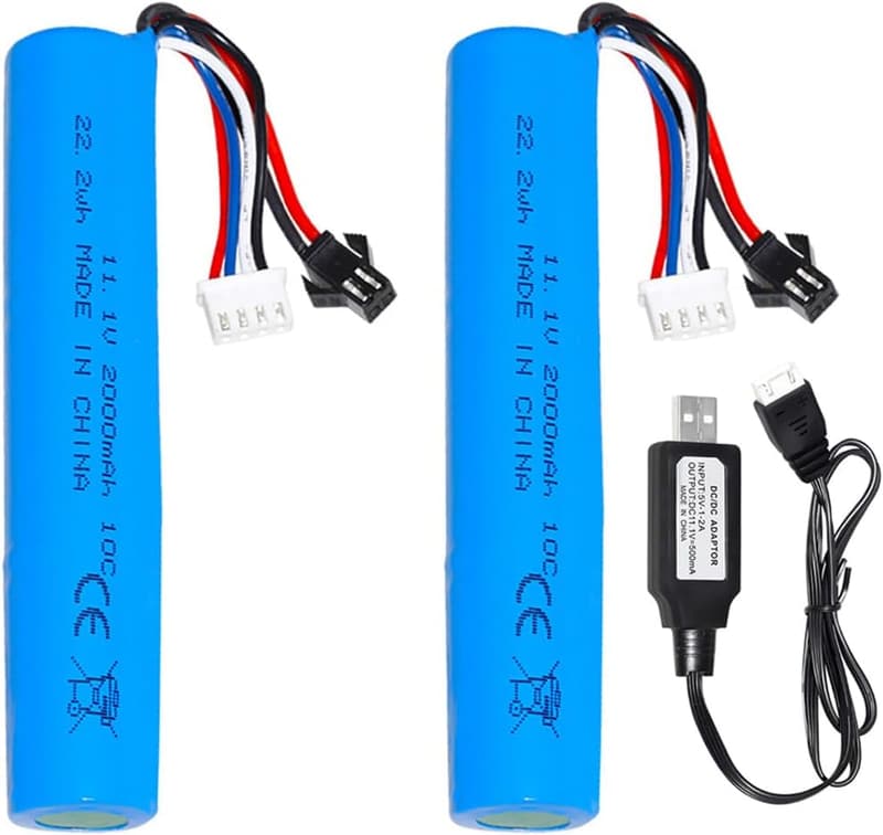 Akkubatterien 11,1 V 2000 mAh für Gelblaster im 2er-Pack
