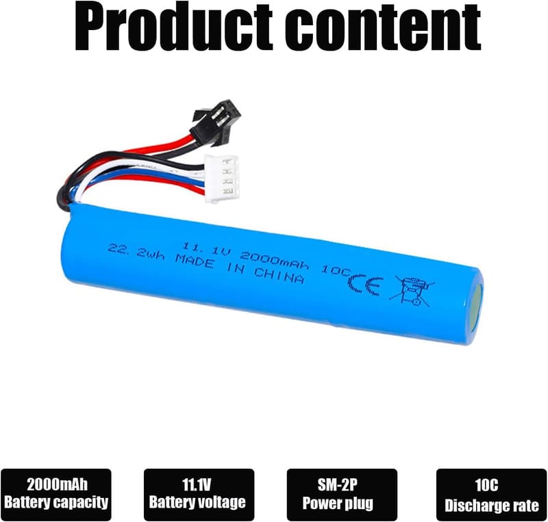 Akkubatterien 11,1 V 2000 mAh für Gelblaster im 2er-Pack
