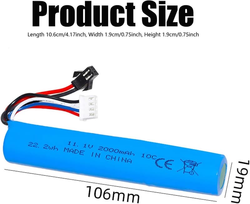 Akkubatterien 11,1 V 2000 mAh für Gelblaster im 2er-Pack