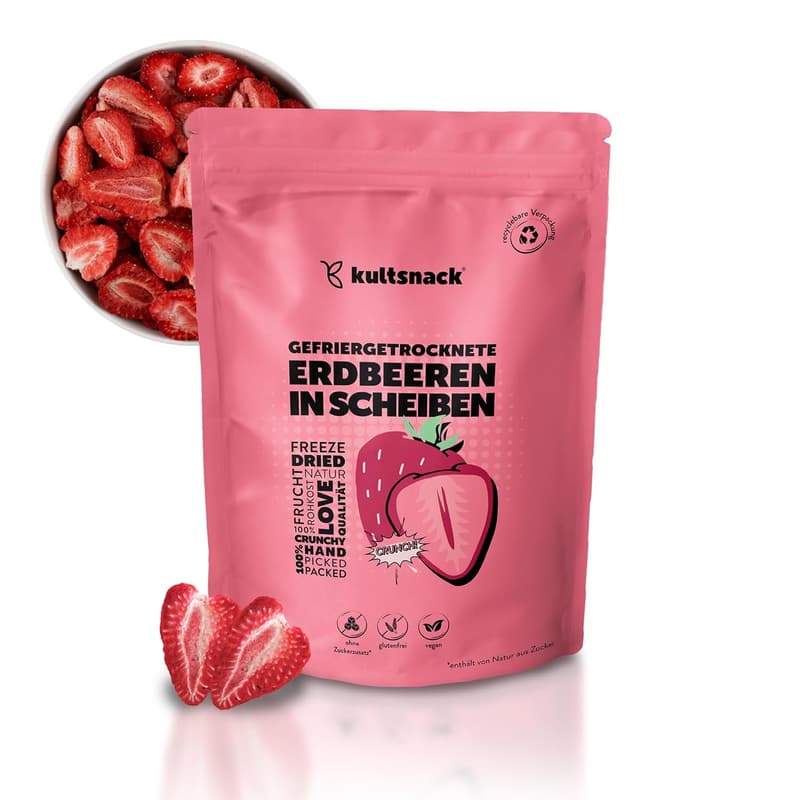 Gefriergetrocknete Erdbeeren 250 g – Veganer Snack ohne Zuckerzusatz
