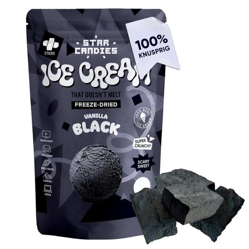 Gefriergetrocknete Star Candies - Schwarzes Vanilleeis für Partys 50 g