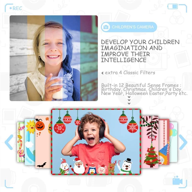 ITSHINY Kinderkamera 1080P HD mit 3,5 Zoll, für 3-10 Jahre, Blau