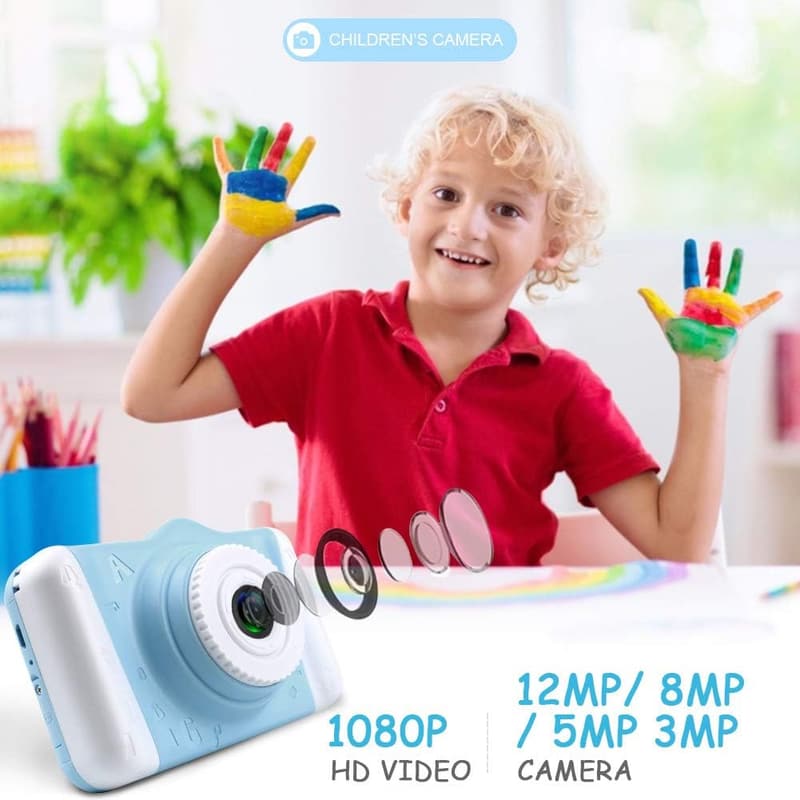 ITSHINY Kinderkamera 1080P HD mit 3,5 Zoll, für 3-10 Jahre, Blau