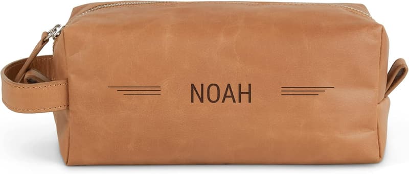 Personalisierte Kulturtasche aus echtem Büffelleder für Männer