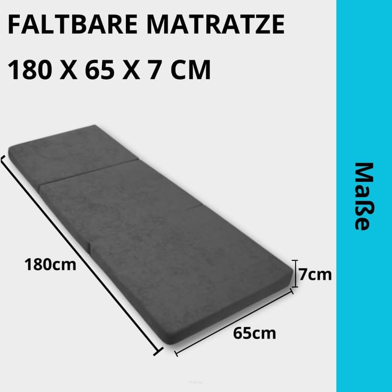 Klappmatratze 180x65x7cm für Erwachsene - Faltbar und waschbarer Bezug
