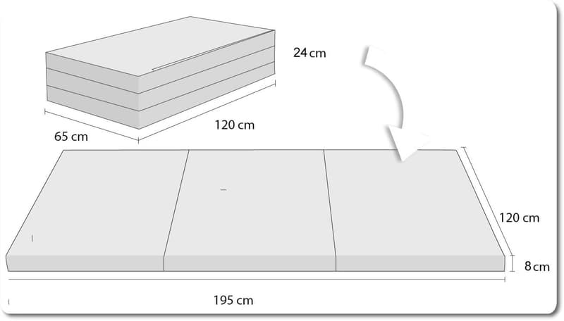 Faltmatratze 195x120cm - Klappbar für Camping und Reisen - Waschbarer Bezug