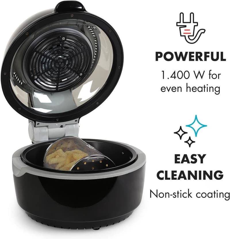 Klarstein VitAir Heißluftfritteuse, 1400 Watt, fettfreies Frittieren, schwarz