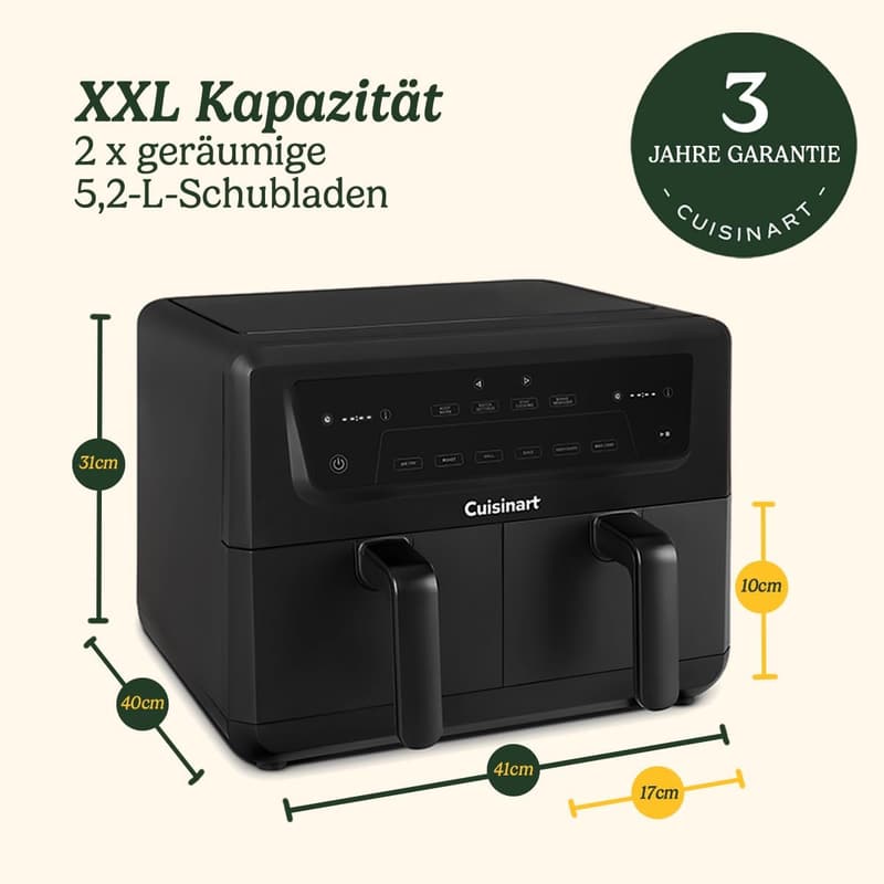 Cuisinart XXL Zweizonen-Heißluftfritteuse 10.4L für 8+ Portionen