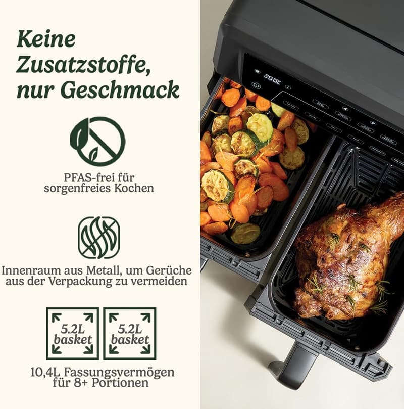 Cuisinart XXL Zweizonen-Heißluftfritteuse 10.4L für 8+ Portionen