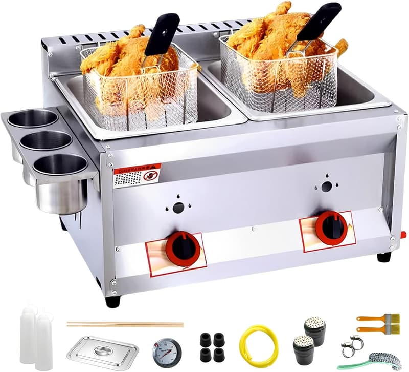 Edelstahl Doppel-Fritteuse mit 20L Volumen für Gastronomie