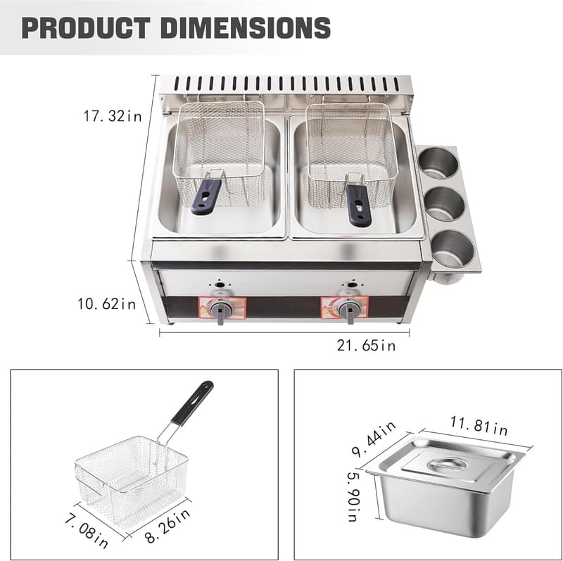 Edelstahl Doppel-Fritteuse mit 20L Volumen für Gastronomie