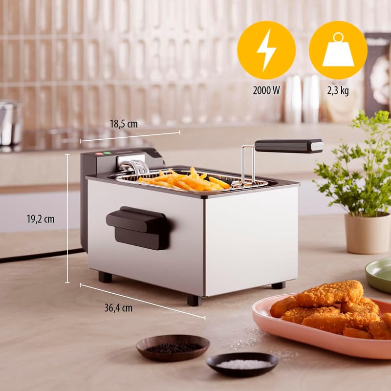 Tristar Fritteuse 3L mit Cool Zone Technologie, Edelstahl, 2000 W