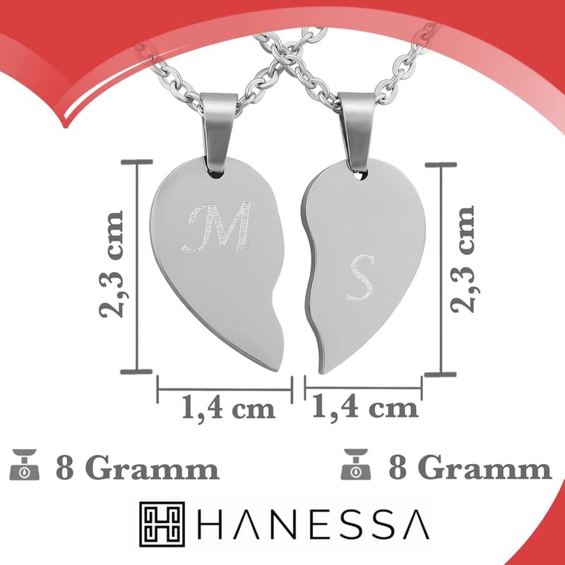 Personalisierte Edelstahl-Halskette mit Herzpuzzle - Geschenke für Paare